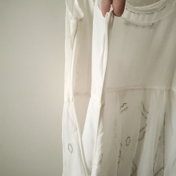 Y2K 90s Abercrombie Fitch Slip Dress XS Ivory Mesh Silver Bead Party NEW - Picture 9 of 12